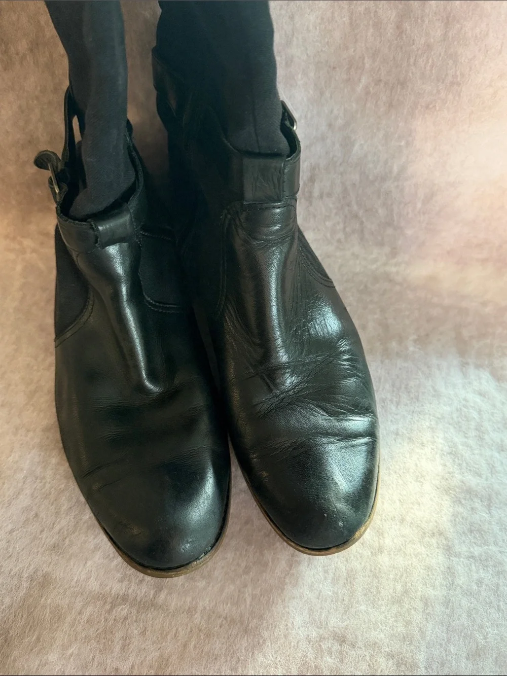 Patagonia Black Over-the-Knee Buckle Riding Boots